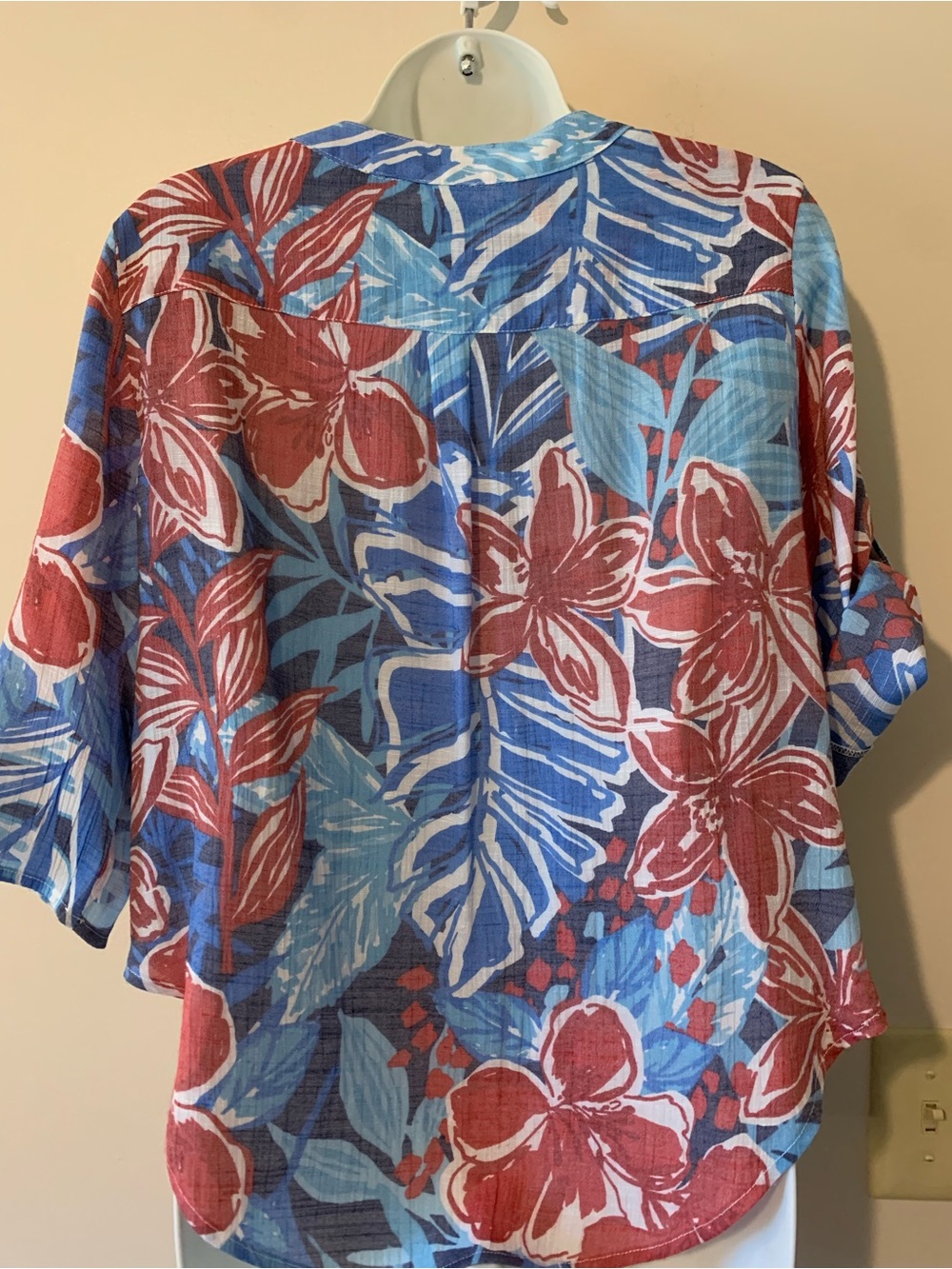 Ruby Rd. Red & Blue Floral Button-Up Blouse - Picture 6 of 8